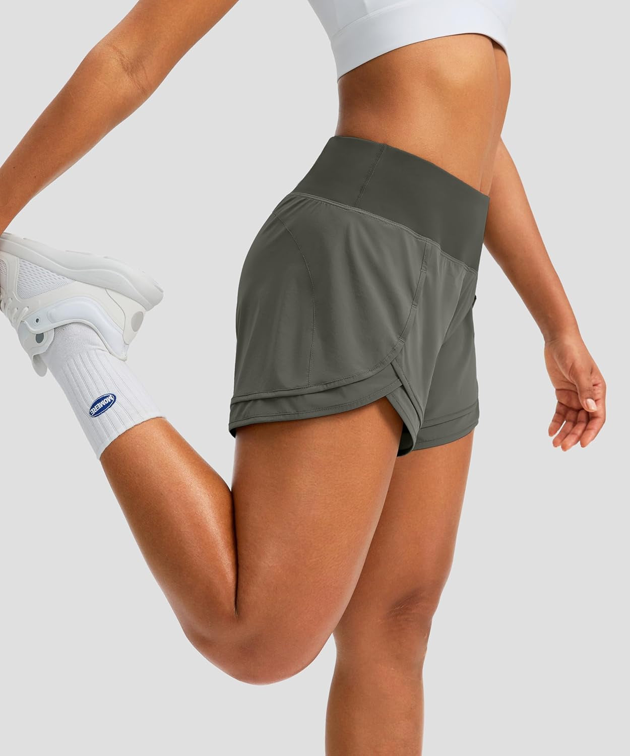 Women'S Running Shorts High Waisted Quick-Dry 3 Inch Gym Workout Athletic Shorts for Women with Zipper Pocket