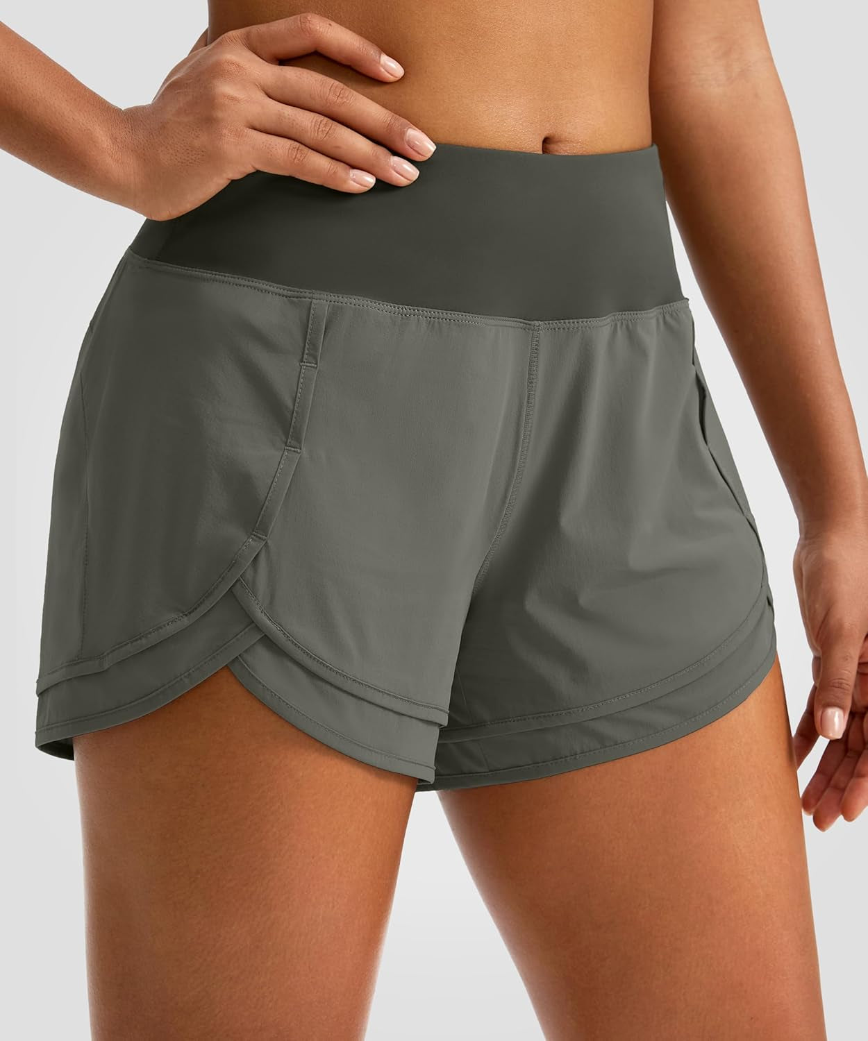 Women'S Running Shorts High Waisted Quick-Dry 3 Inch Gym Workout Athletic Shorts for Women with Zipper Pocket