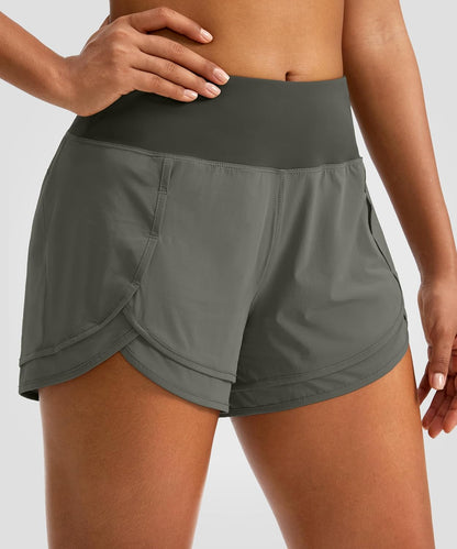 Women'S Running Shorts High Waisted Quick-Dry 3 Inch Gym Workout Athletic Shorts for Women with Zipper Pocket
