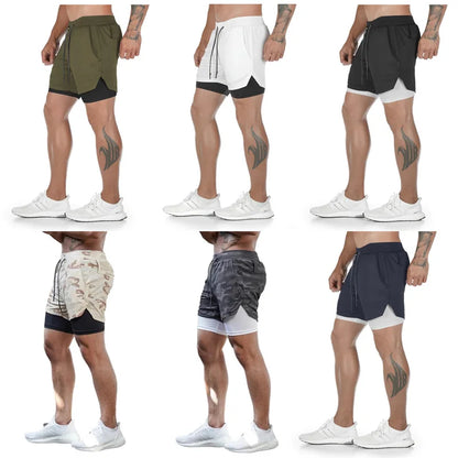 Man Jogging Sportswear Mens 2 in 1 Beach Sport Shorts Quick Drying Running Shorts Workout Gym Exercise Shorts Fitness Sweatpants