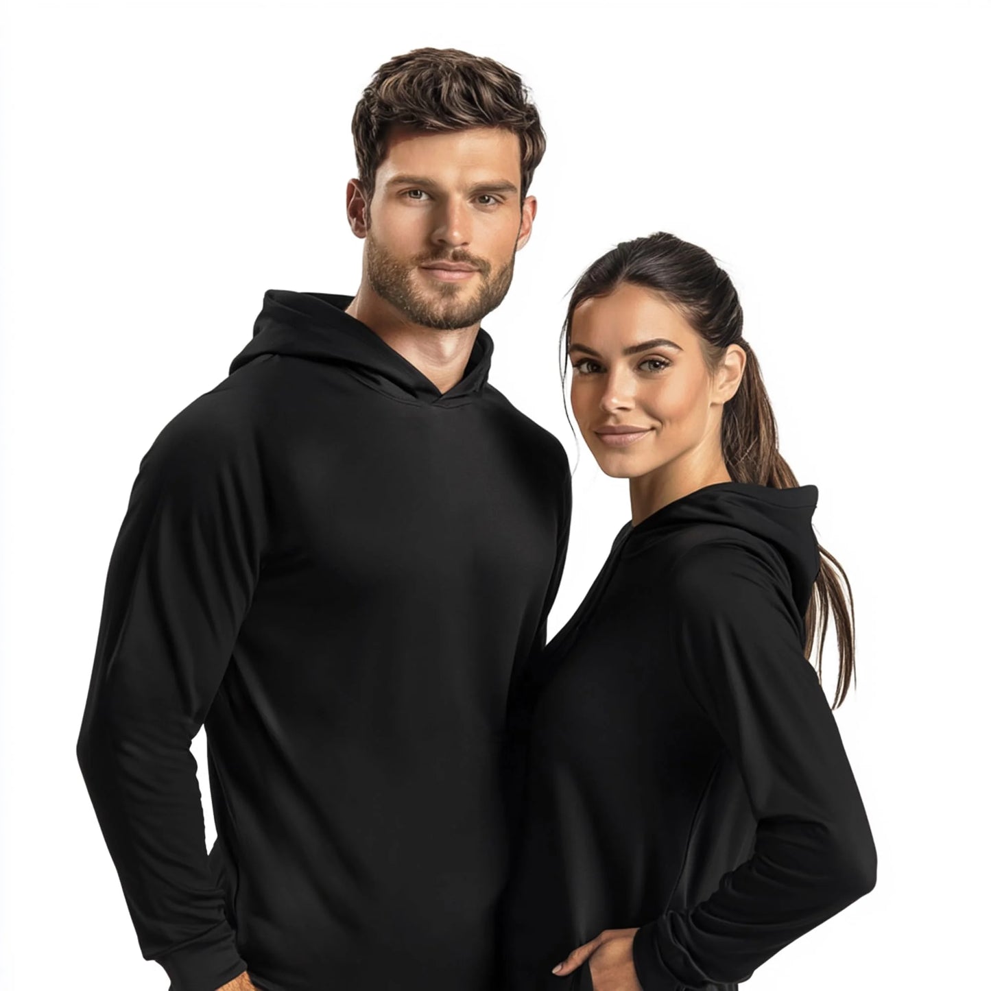 High Visibility Sun Protection Lightweight Long Sleeve Hoodie, UPF 50+ Quick-Dry, SPF UV Shirt, Active Wear - Black, Small