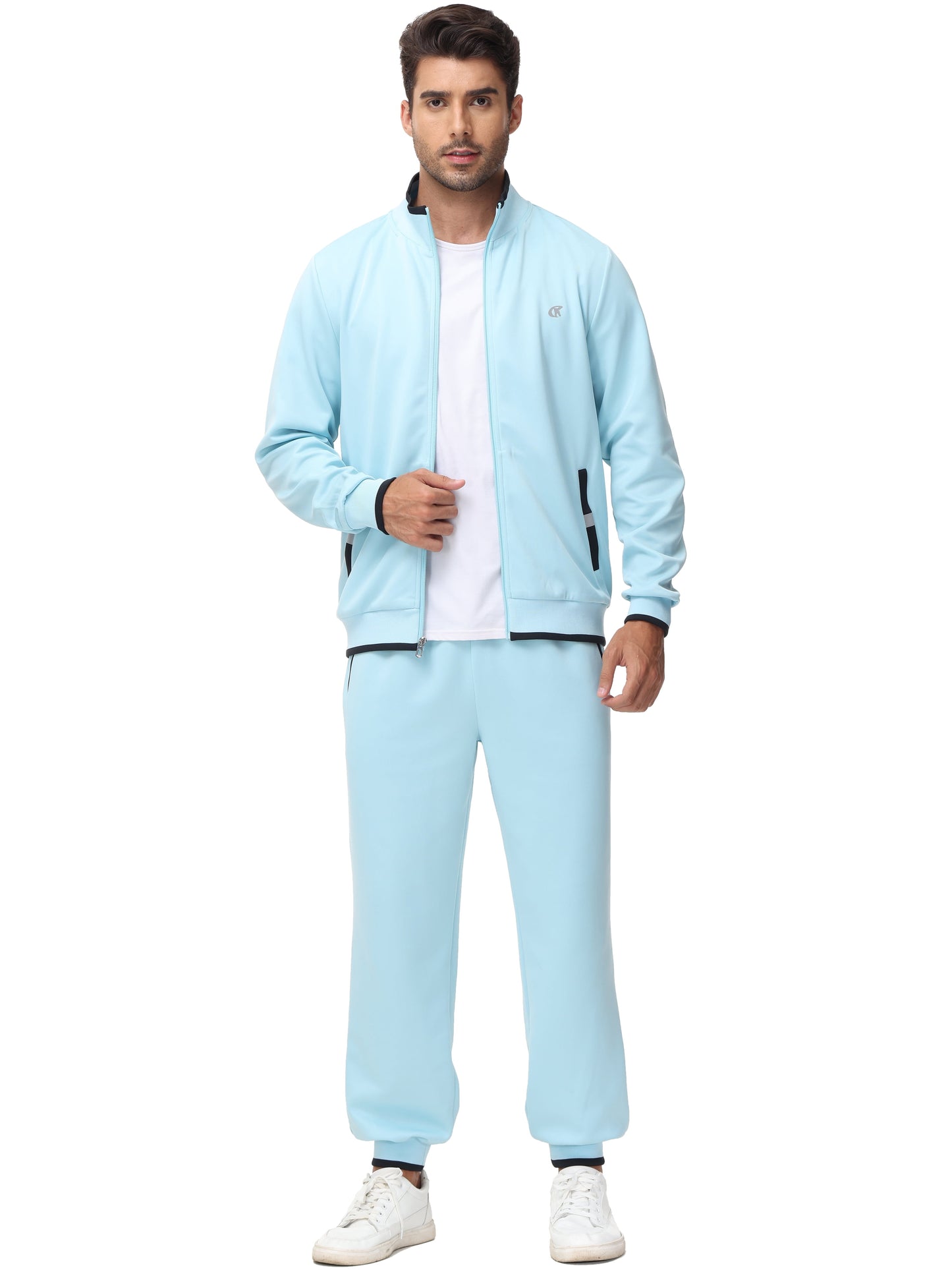 Men'S Tracksuits Sweatsuits for Men Set Track Suits 2 Piece Casual Athletic Jogging Warm up Full Zip Sweat Suits Grayblue L