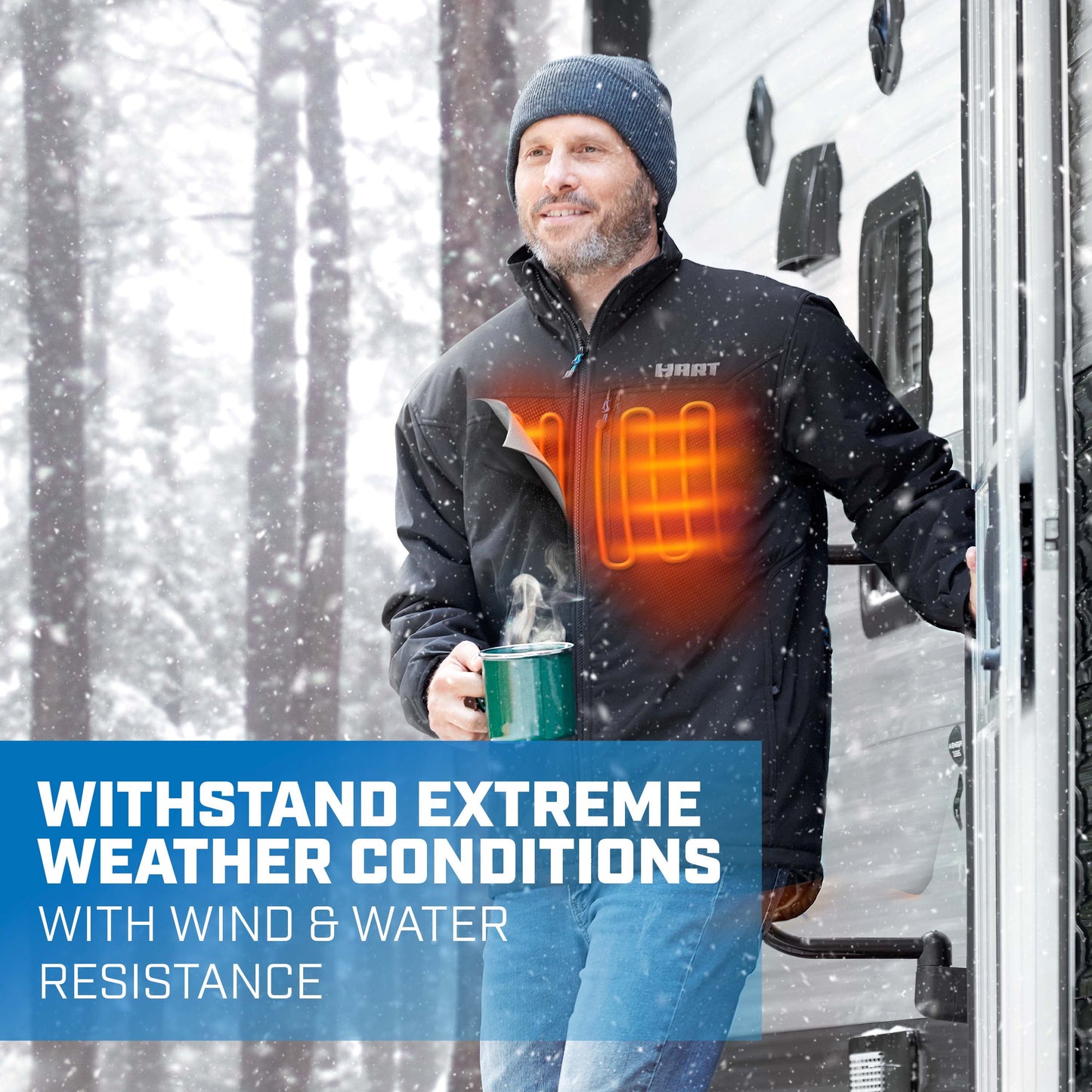 20-Volt Heated Jacket Kit, Black, Male XL, (1) 1.5Ah Lithium-Ion Battery