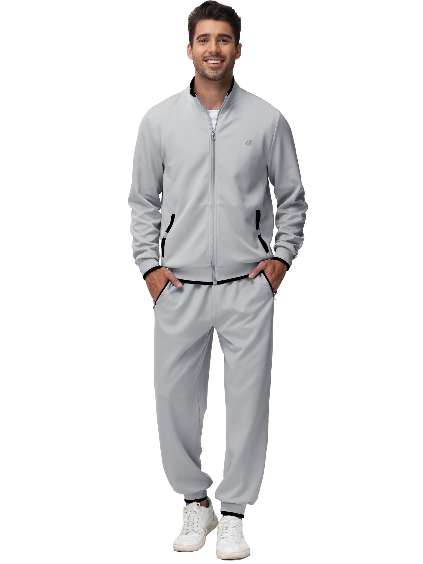 Men'S Tracksuits Sweatsuits for Men Set Track Suits 2 Piece Casual Athletic Jogging Warm up Full Zip Sweat Suits Darkgrey XL