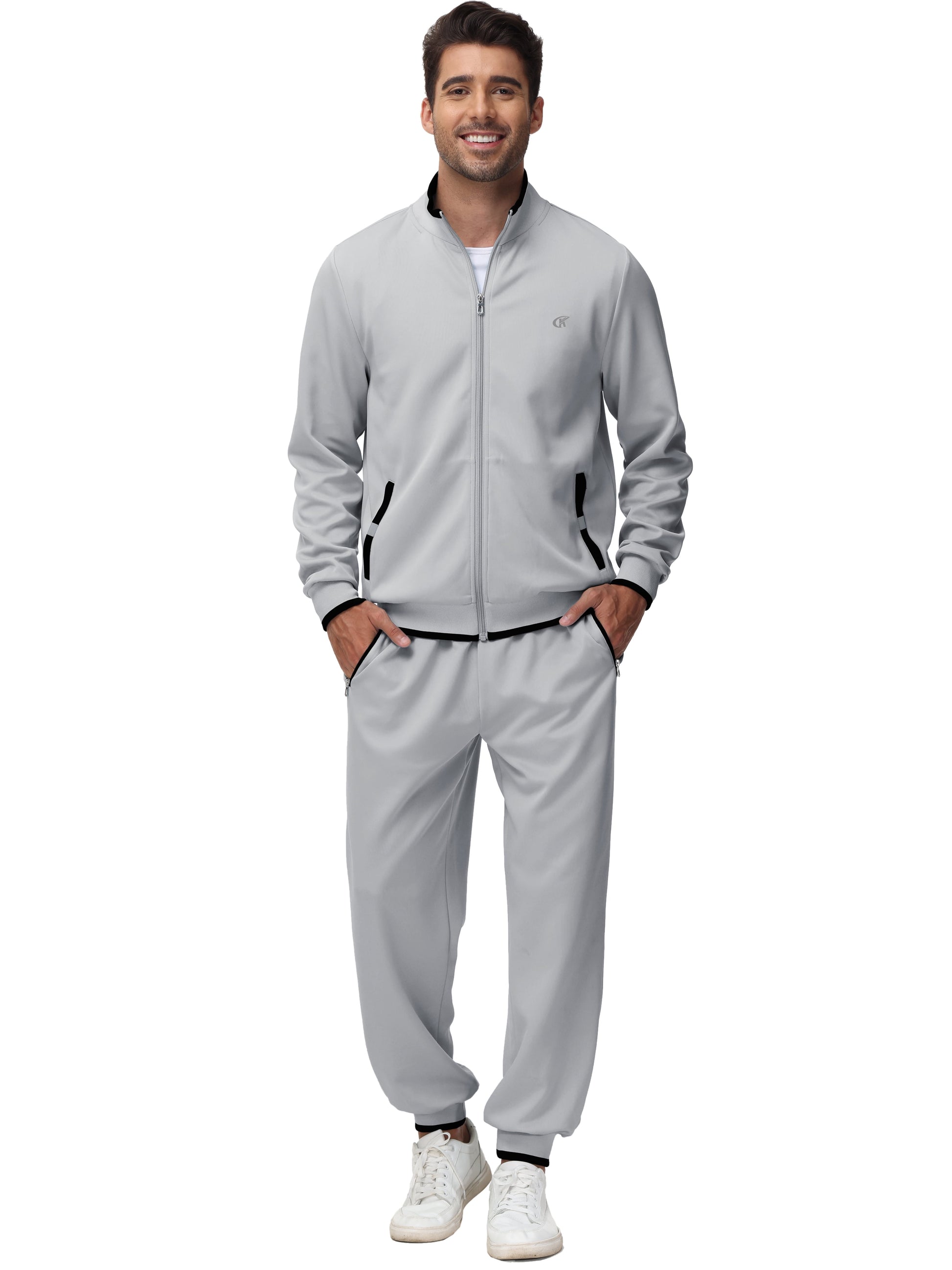 Men'S Tracksuits Sweatsuits for Men Set Track Suits 2 Piece Casual Athletic Jogging Warm up Full Zip Sweat Suits Darkgrey XL