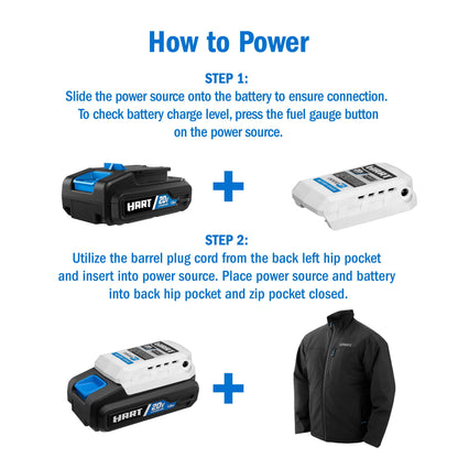 20-Volt Heated Jacket Kit, Black, Male XL, (1) 1.5Ah Lithium-Ion Battery