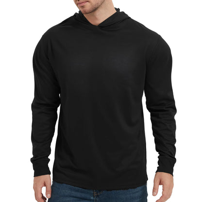 High Visibility Sun Protection Lightweight Long Sleeve Hoodie, UPF 50+ Quick-Dry, SPF UV Shirt, Active Wear - Black, Small