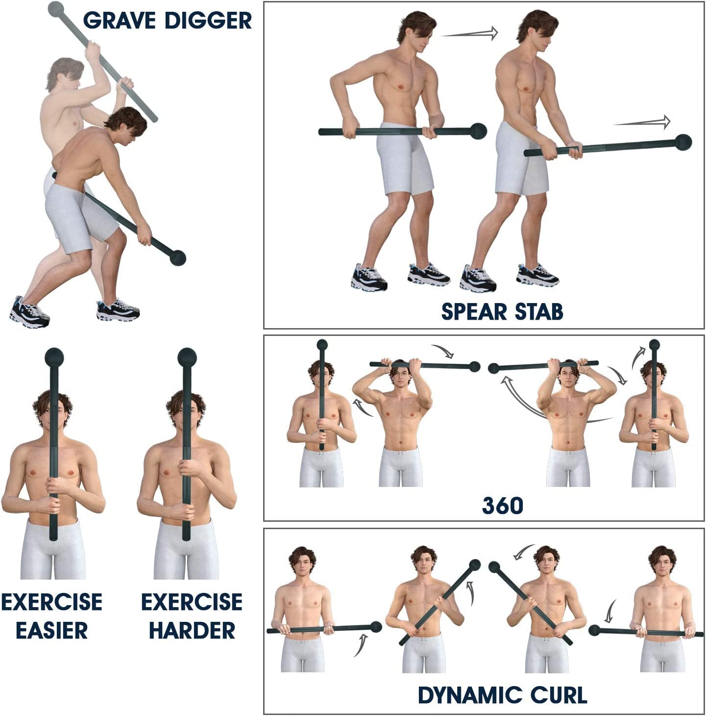 Steel Mace Bell for Strength Training - Support Full Body, Muscles, Shoulder, Grips & Forearms Workouts to Rehabilitation, Stretching 5, 7, 10, 15, 20, 25, 30Lb for Woman & Man